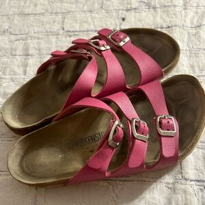 BIRKENSTOCK FUCHSIA PINK COLOR 3 STRAPS MADE IN GERMANY SANDALS SIZE 39